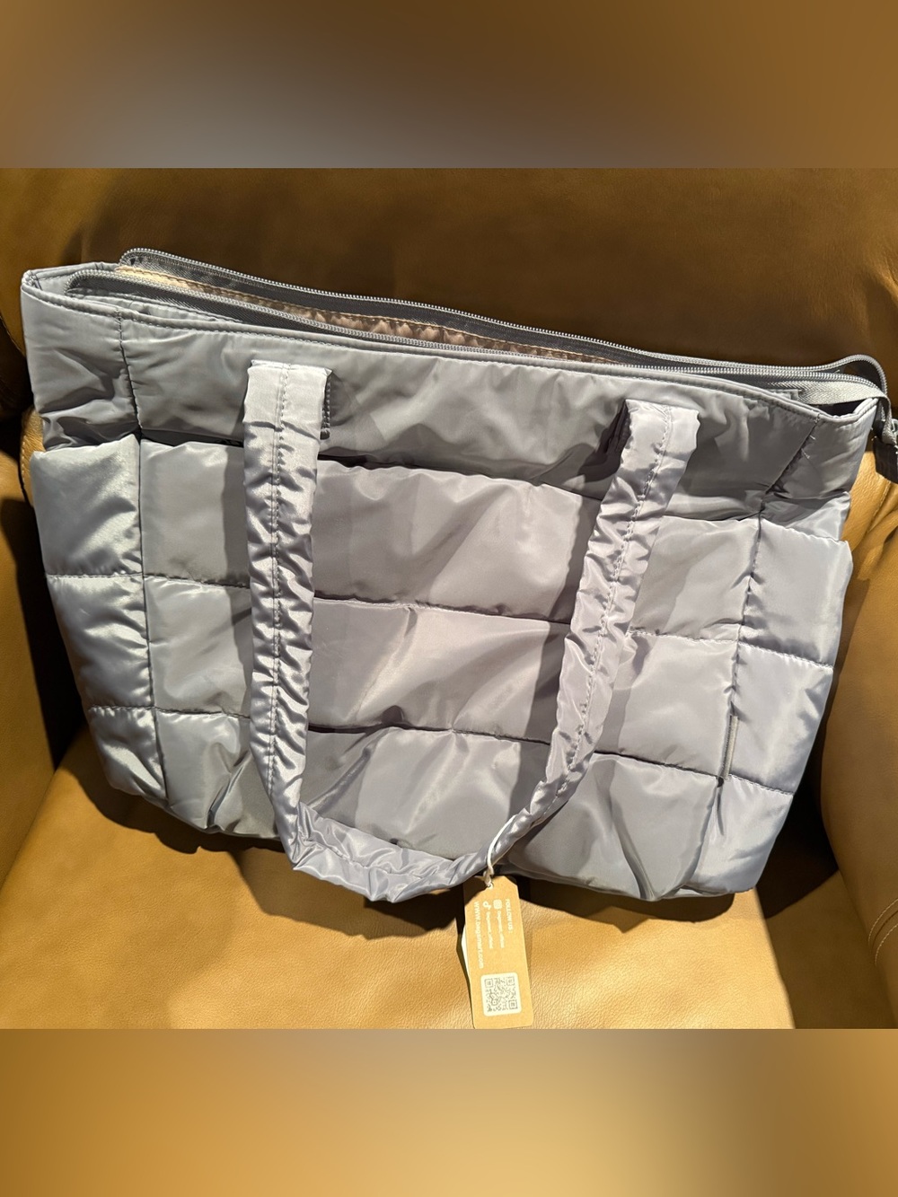 Bagsmart Light Gray Quilted Women’s Tote Bag - Versatile Everyday Carry